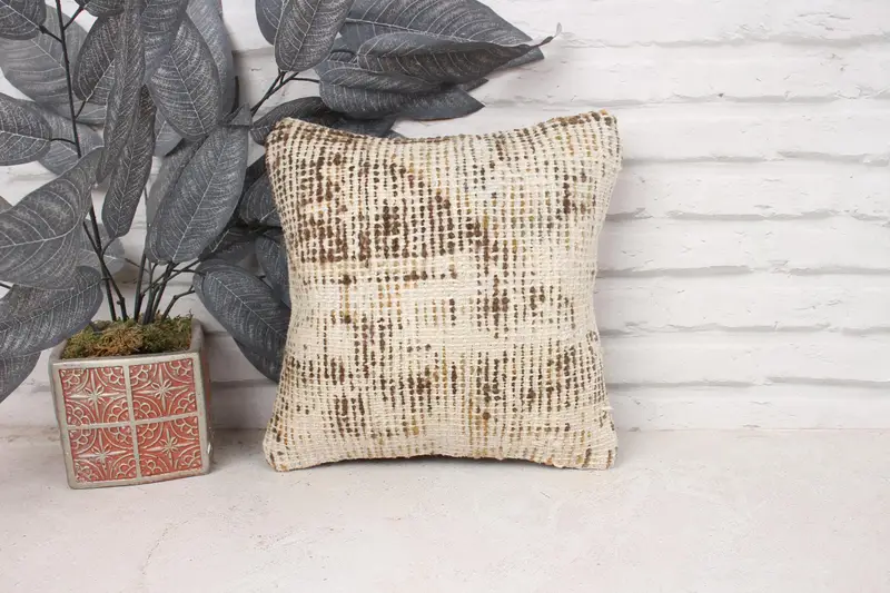 Turkish Pillow, Pillow for Sofa, Neutral Cushion Case, 12x12 Beige Cushion Case, Interior Designer Pillow, Pillow Sham - 1
