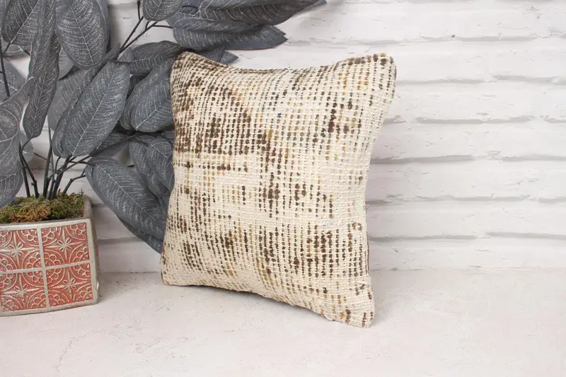 Turkish Pillow, Pillow for Sofa, Neutral Cushion Case, 12x12 Beige Cushion Case, Interior Designer Pillow, Pillow Sham - 4