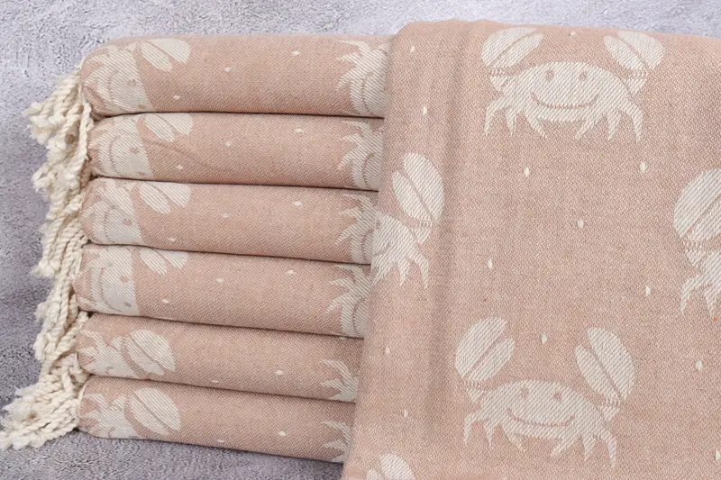 Luxury Beach Towel, 68x40 Cotton Crab Design Towel, Best Beach Towel, Organic Beach Towel, Bridal Shower Favor, Custom Towel, Sand-free towel - 1
