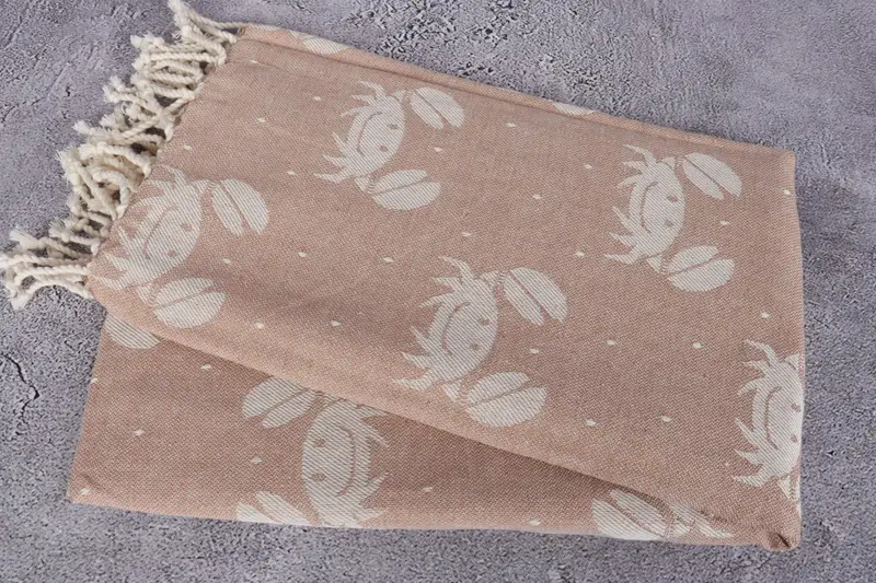 Luxury Beach Towel, 68x40 Cotton Crab Design Towel, Best Beach Towel, Organic Beach Towel, Bridal Shower Favor, Custom Towel, Sand-free towel - 6
