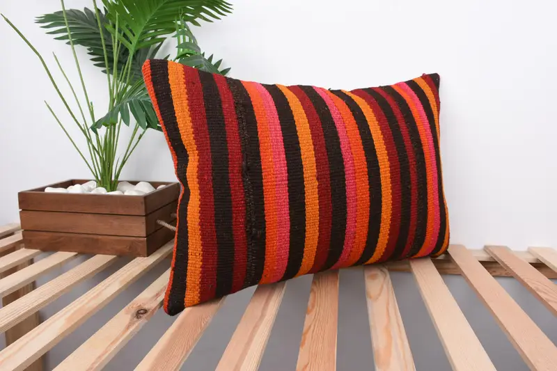 16x24 Red Pillow, Vintage Kilim Throw Pillow, Cushion, Boho Pillow Sham Cover, Pillow for Couch, Sofa Pillow Sham, Retro Pillow Sham - 4