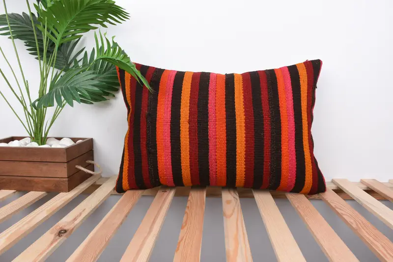 16x24 Red Pillow, Vintage Kilim Throw Pillow, Cushion, Boho Pillow Sham Cover, Pillow for Couch, Sofa Pillow Sham, Retro Pillow Sham - 1