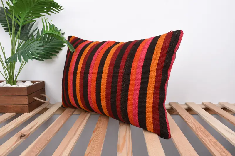 16x24 Red Pillow, Vintage Kilim Throw Pillow, Cushion, Boho Pillow Sham Cover, Pillow for Couch, Sofa Pillow Sham, Retro Pillow Sham - 5