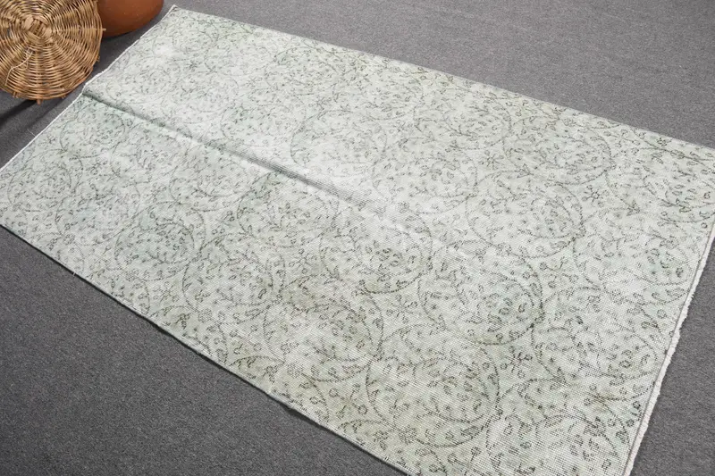 Türk 3.6x6.7 ft Alan Halısı, Vintage Halı, Oushak Gri Hayvan Baskı Halısı - 1