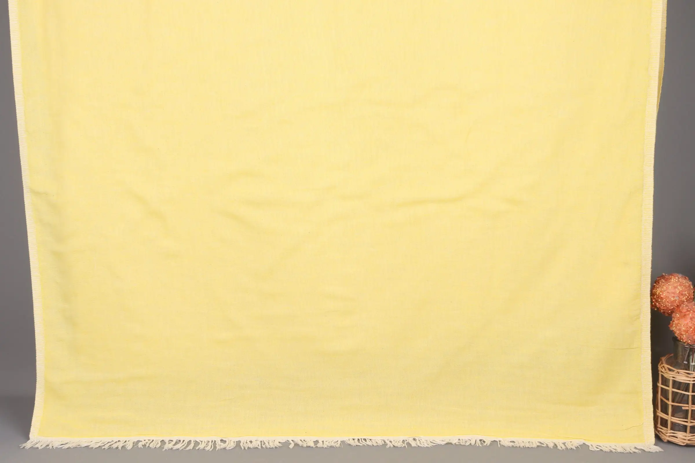 Custom Beach Towel Yellow Solid Organic Cotton, 37x68 Inches - 1