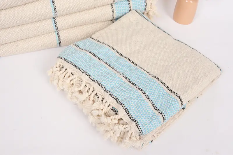 Organic Throw, Tablecloth, 104x96 Cotton Striped Towel, Custom Blanket, Turkish Blanket Throw, Wedding Anniversary Gift, Woven Blanket, Couch Throw - 5