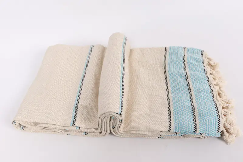 Organic Throw, Tablecloth, 104x96 Cotton Striped Towel, Custom Blanket, Turkish Blanket Throw, Wedding Anniversary Gift, Woven Blanket, Couch Throw - 6