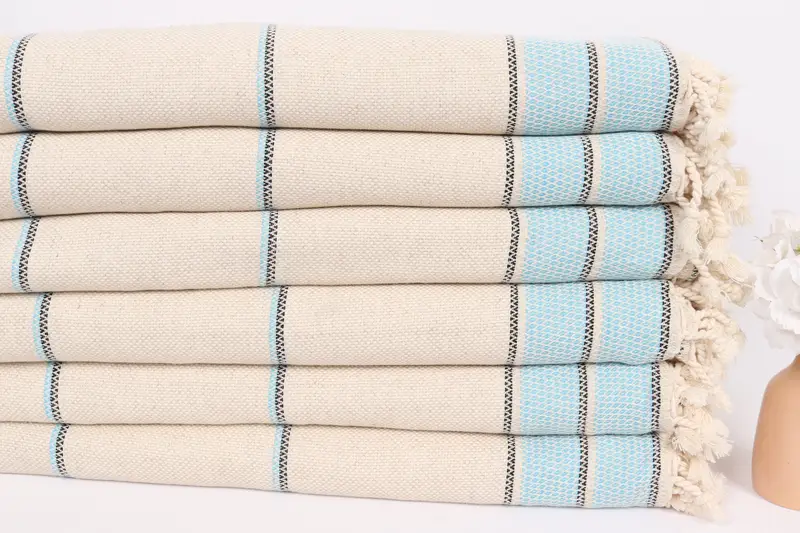 Organic Throw, Tablecloth, 104x96 Cotton Striped Towel, Custom Blanket, Turkish Blanket Throw, Wedding Anniversary Gift, Woven Blanket, Couch Throw - 3
