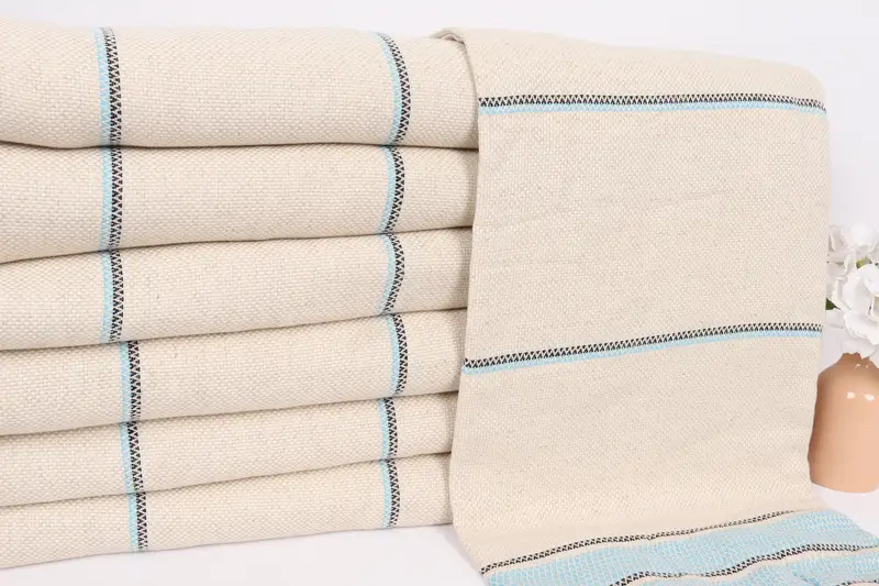 Organic Throw, Tablecloth, 104x96 Cotton Striped Towel, Custom Blanket, Turkish Blanket Throw, Wedding Anniversary Gift, Woven Blanket, Couch Throw - 2
