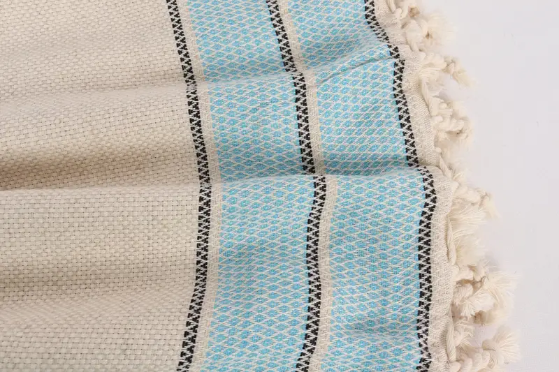 Organic Throw, Tablecloth, 104x96 Cotton Striped Towel, Custom Blanket, Turkish Blanket Throw, Wedding Anniversary Gift, Woven Blanket, Couch Throw - 8