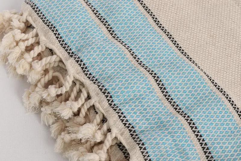 Organic Throw, Tablecloth, 104x96 Cotton Striped Towel, Custom Blanket, Turkish Blanket Throw, Wedding Anniversary Gift, Woven Blanket, Couch Throw - 7