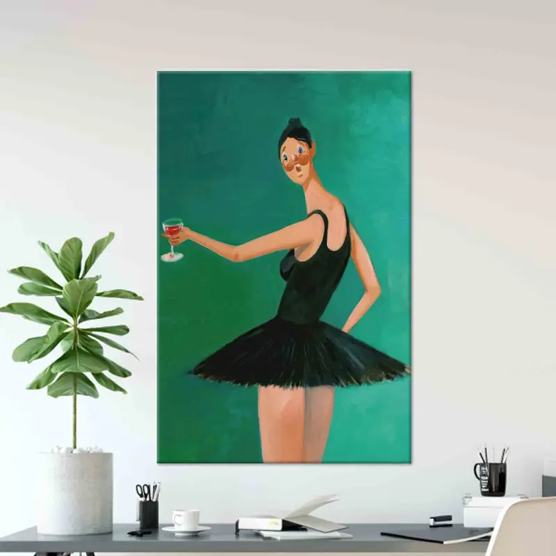 Modern Soyut Kız Kanvas: Kız Odası için Trendy Balerin Hediyesi