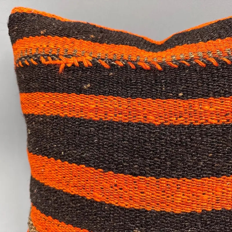 18x18 Orange Pillow, Gift Pillow, Kilim Pillow, Rustic Cushion Case, Pastel Cushion Cover, Home Decor Pillow, Traditional Pillow Sham, Pillow - 5