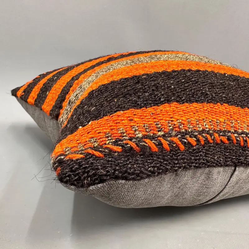 18x18 Orange Pillow, Gift Pillow, Kilim Pillow, Rustic Cushion Case, Pastel Cushion Cover, Home Decor Pillow, Traditional Pillow Sham, Pillow - 6