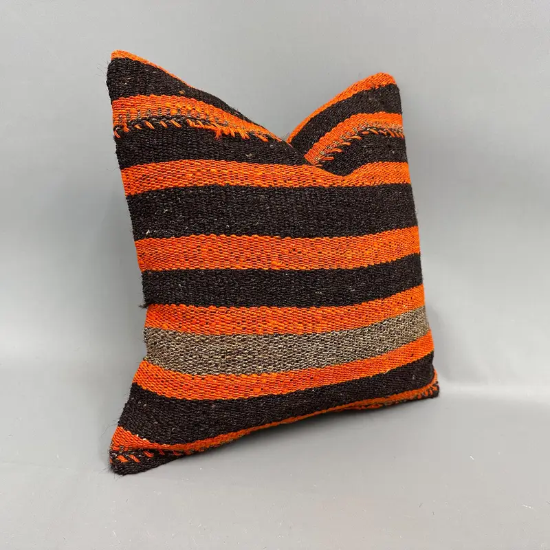 18x18 Orange Pillow, Gift Pillow, Kilim Pillow, Rustic Cushion Case, Pastel Cushion Cover, Home Decor Pillow, Traditional Pillow Sham, Pillow - 2