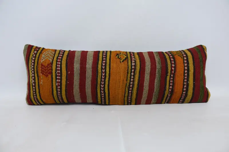 Antique Pillows, Sofa Pillow Sham, Vintage Pillow, Pillow Case, 12x36 Orange Pillow Case, Kilim Pillow Cover, Custom Cushion Case - 1