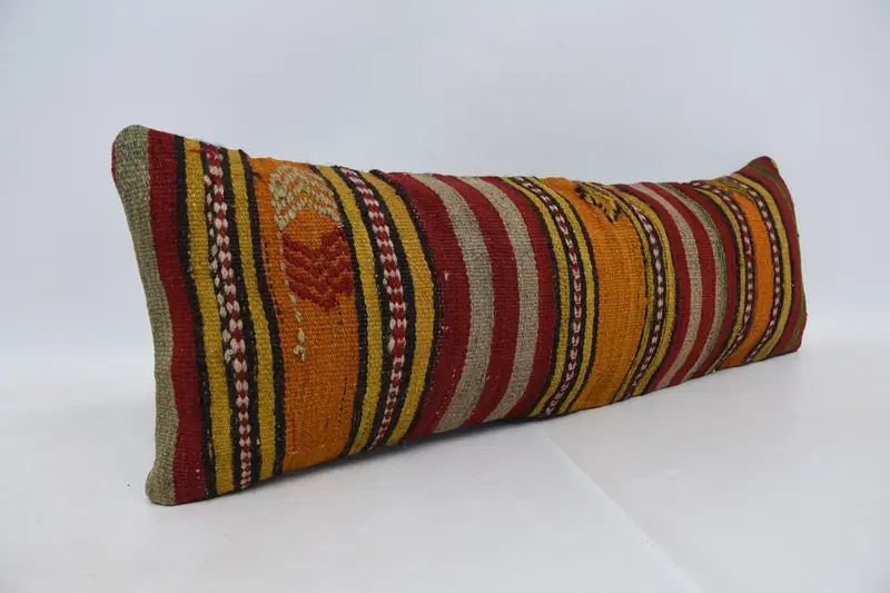 Antique Pillows, Sofa Pillow Sham, Vintage Pillow, Pillow Case, 12x36 Orange Pillow Case, Kilim Pillow Cover, Custom Cushion Case - 3