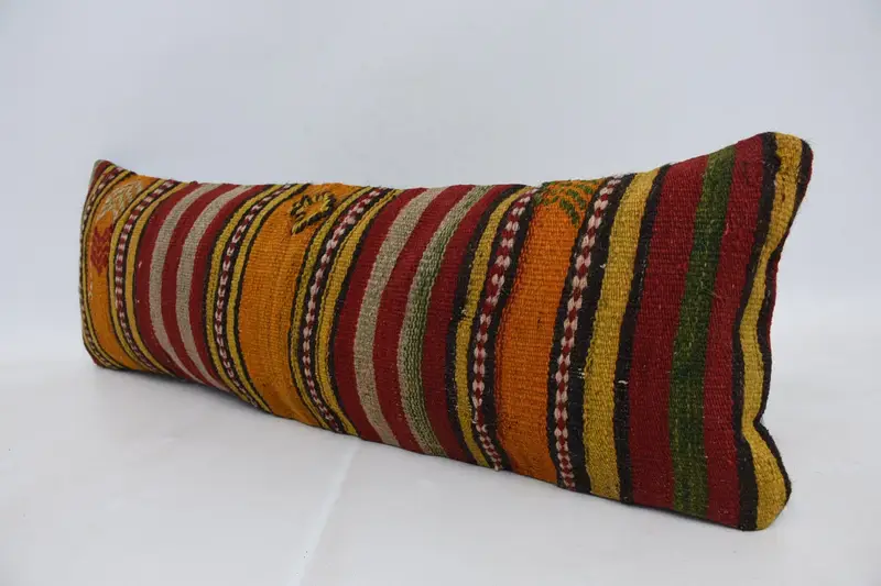 Antique Pillows, Sofa Pillow Sham, Vintage Pillow, Pillow Case, 12x36 Orange Pillow Case, Kilim Pillow Cover, Custom Cushion Case - 4