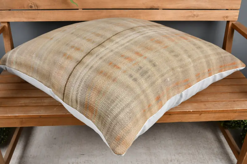 Vintage Kilim Throw Pillow, Pillow, Throw Kilim Pillow, Boho Pillow Sham Cover, Hippie Throw Cushion Cover, Cozy Throw Cushion, 32x32 Beige Cushion - 2