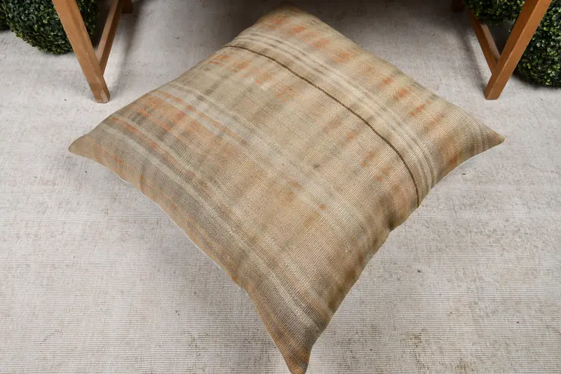 Vintage Kilim Throw Pillow, Pillow, Throw Kilim Pillow, Boho Pillow Sham Cover, Hippie Throw Cushion Cover, Cozy Throw Cushion, 32x32 Beige Cushion - 8