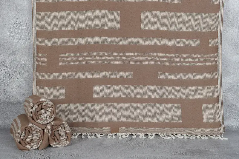 Monogram Beach Towel Brown Chevron Personalized, 38x67 Inches