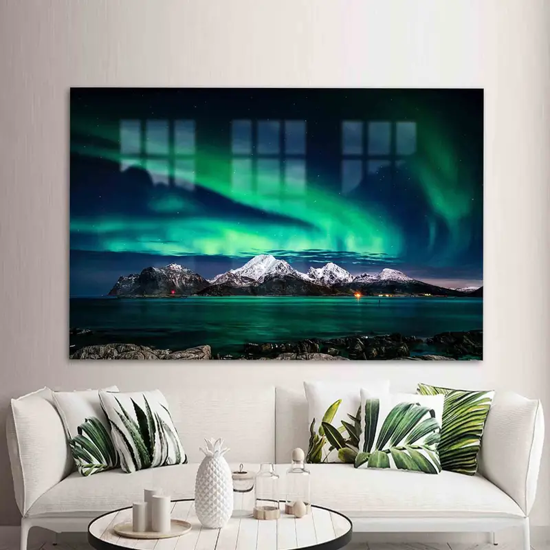 エレガントなプリントガラス：オーロラスカイランドスケープデザイン