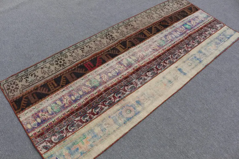 Vintage 3.1x7.4 ft Halı, Oushak Türk Halısı, Kahverengi Bitkiler ve ağaçlar Halı Yünü - 1
