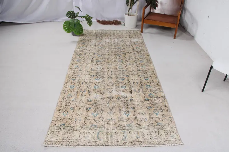 Alfombra Ombré Amarilla, 1,1x2,5m Detalles Azules