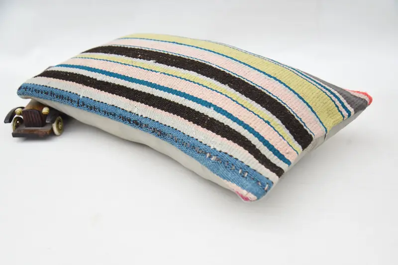 Pillow Sham, Pillow for Couch, Kilim Cushion Sham, Sofa Cushion Cover, Decorative Throw Cushion, Vintage Kilim Pillow, 12x20 Blue Cushion Case - 6