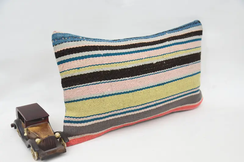 Pillow Sham, Pillow for Couch, Kilim Cushion Sham, Sofa Cushion Cover, Decorative Throw Cushion, Vintage Kilim Pillow, 12x20 Blue Cushion Case - 2