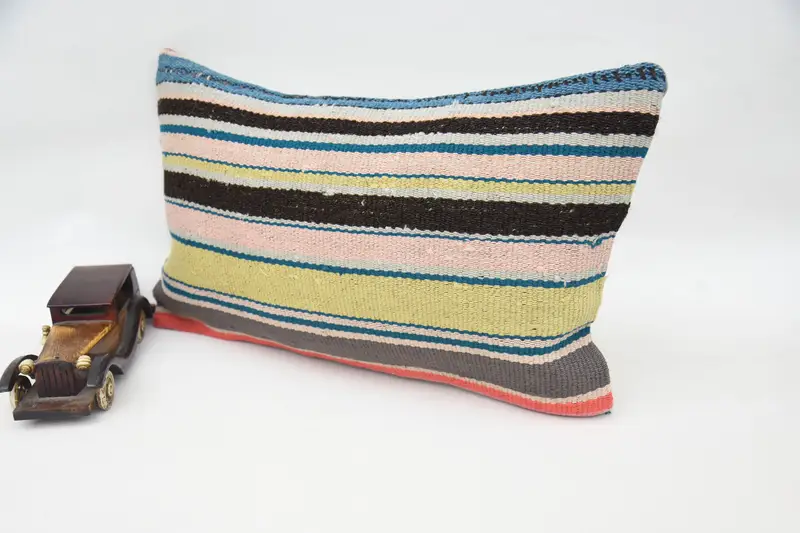 Pillow Sham, Pillow for Couch, Kilim Cushion Sham, Sofa Cushion Cover, Decorative Throw Cushion, Vintage Kilim Pillow, 12x20 Blue Cushion Case - 3