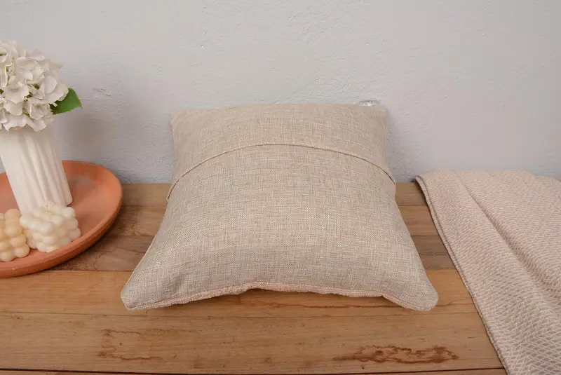 Ethnical Kilim Rug Pillow, Cushion Cover, 16x16 Beige Pillow Cover, Ottoman Cushion, Antique Pillows, Cozy Throw Pillow Case, Kilim Pillow Cover - 6