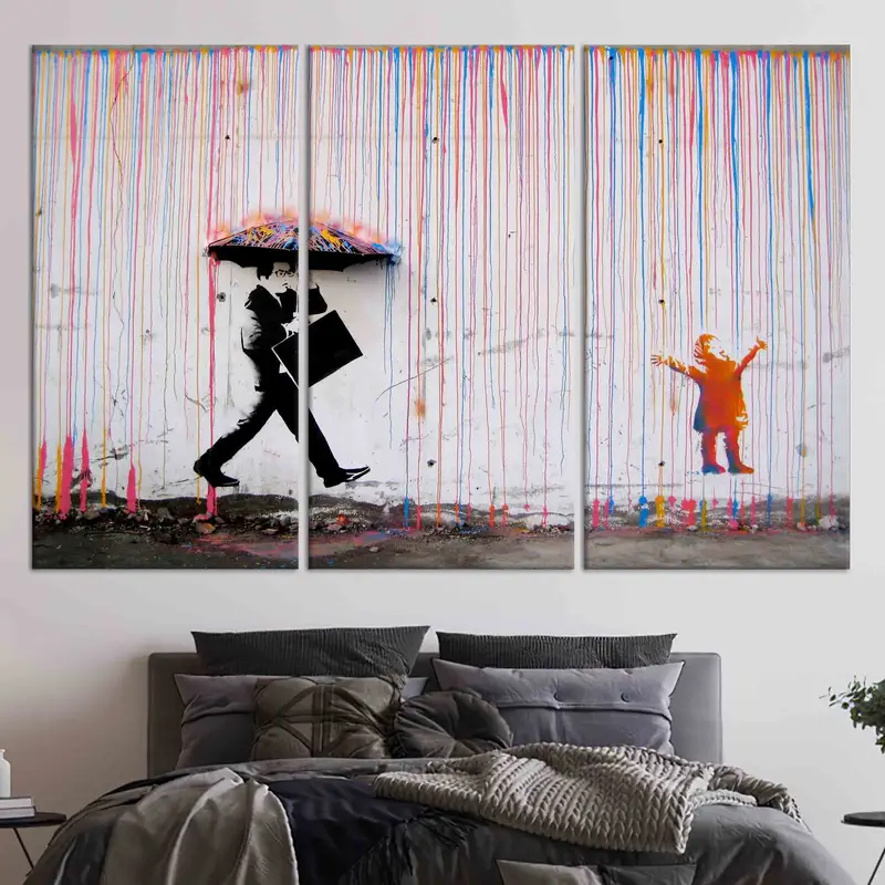 Lienzo de lluvia de colores: vibrante arte callejero de graffiti para niños