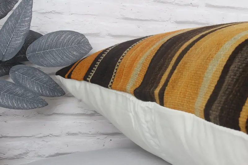 Kilim Pillow, Pillow Sham, Turkish Kilim Pillow, 28x28 Orange Cushion Cover, Anatolian Pillow Cover, Vintage Kilim Throw Pillow - 8