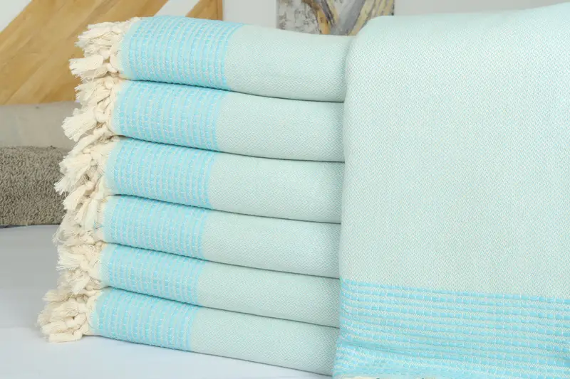 Turkish Blanket Queen, Wedding Favors, Decorative Blanket, Personalised Gift, 96x92 Cotton Striped Towel, Bachelorette Party Favors - 2