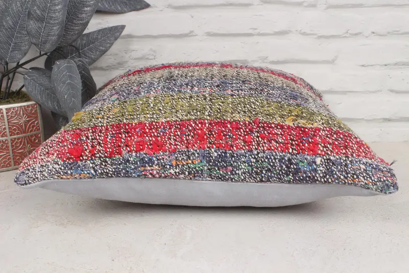 Ethnical Kilim Rug Pillow, Interior Designer Pillow, Pillow Case, Neutral Throw Cushion Cover, Kilim Cushion Sham, 16x16 Red Cushion Cover - 5