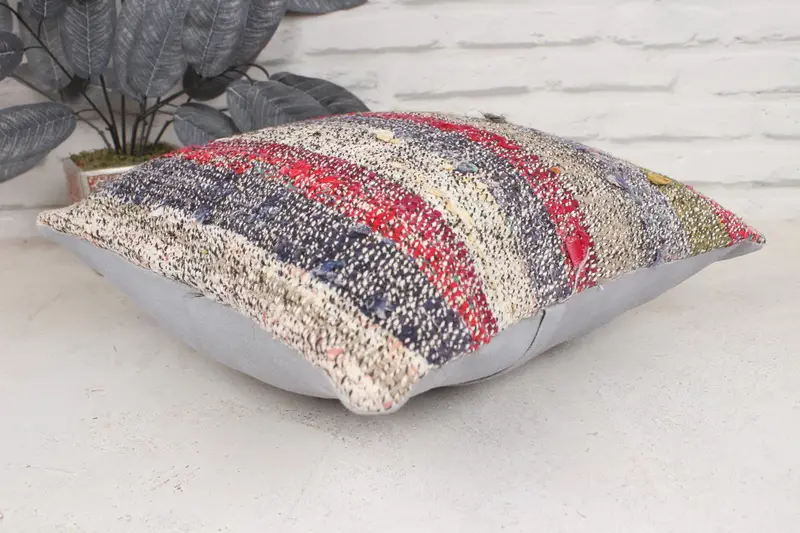 Ethnical Kilim Rug Pillow, Interior Designer Pillow, Pillow Case, Neutral Throw Cushion Cover, Kilim Cushion Sham, 16x16 Red Cushion Cover - 6