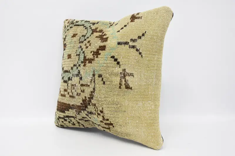 Pillow Cover, Kilim Pillow Cover, Handmade Kilim Cushion, 16x16 Beige Pillow Case, Turkish Kilim Pillow, Oriental Cushion Case, Neutral Pillow Case - 4