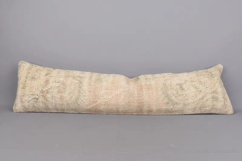 Boho Pillow Sham Cover, 12x48 Beige Pillow Case, Boho Pillow, Ethnical Kilim Rug Pillow, Bed Pillow Cover, Cushion, Decorative Bolster Pillow Sham - 1