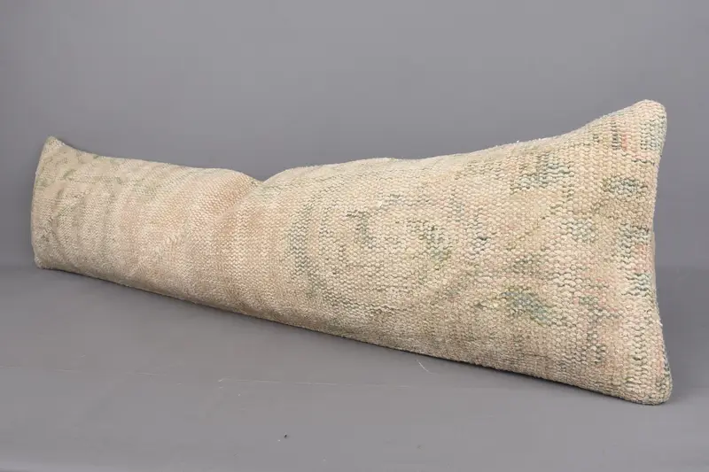 Boho Pillow Sham Cover, 12x48 Beige Pillow Case, Boho Pillow, Ethnical Kilim Rug Pillow, Bed Pillow Cover, Cushion, Decorative Bolster Pillow Sham - 3