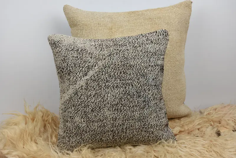 Interior Designer Pillow, Pillow Sham, 16x16 Beige Cushion Cover, Decorative Bolster Pillow Cover, Kilim Pillow Cover, Turkish Pillow - 6