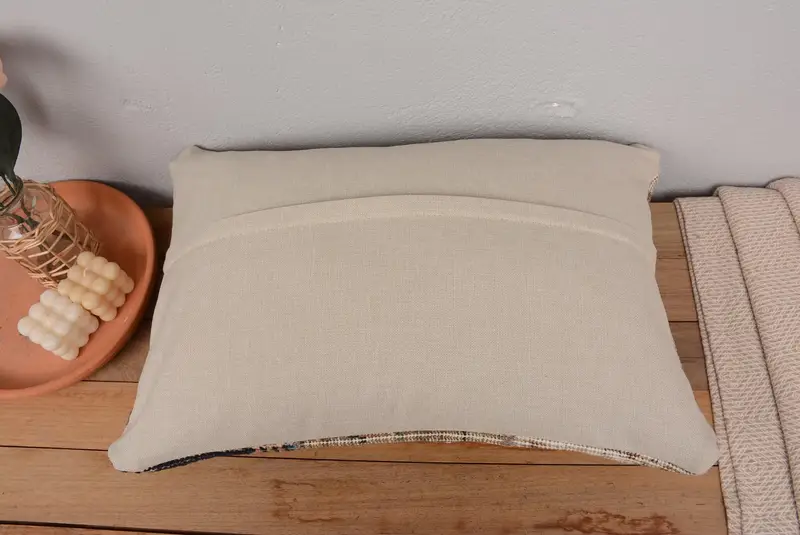 Beige & Orange Embroidered Pillow, 16x24 Inches Decorative Pillow - 6