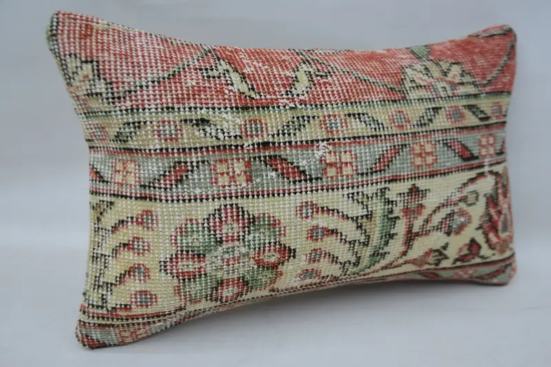 Pillow Sham, 12x20 Beige Pillow Case, Kilim Pillow, Indoor Cushion, Decorative Bolster Pillow Case, Antique Pillows, Pillow for Sofa, Tribal Cushion - 2