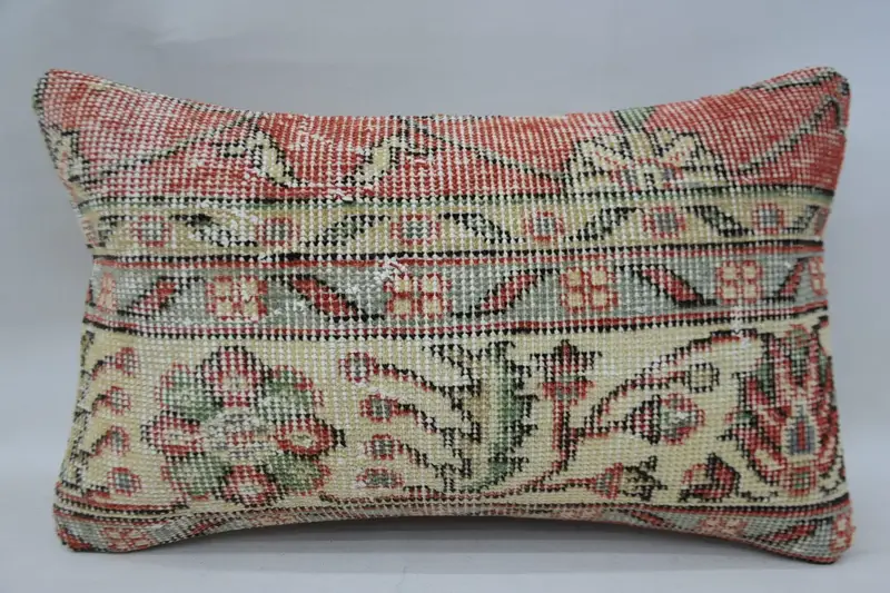 Pillow Sham, 12x20 Beige Pillow Case, Kilim Pillow, Indoor Cushion, Decorative Bolster Pillow Case, Antique Pillows, Pillow for Sofa, Tribal Cushion - 4
