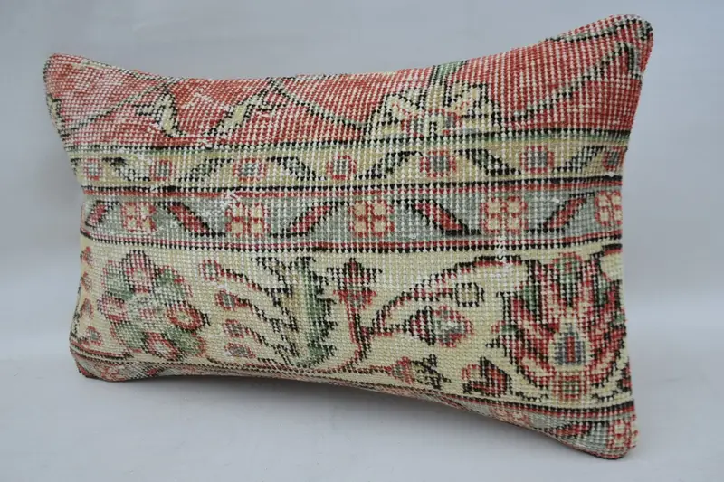 Pillow Sham, 12x20 Beige Pillow Case, Kilim Pillow, Indoor Cushion, Decorative Bolster Pillow Case, Antique Pillows, Pillow for Sofa, Tribal Cushion - 3