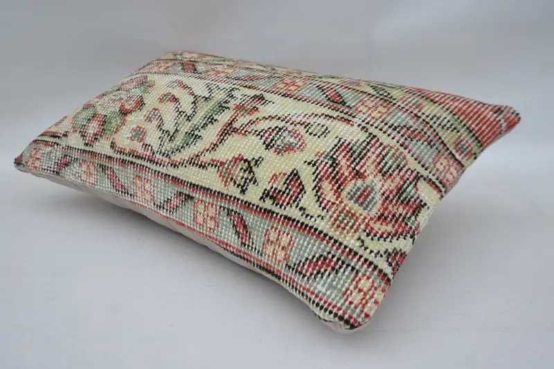 Pillow Sham, 12x20 Beige Pillow Case, Kilim Pillow, Indoor Cushion, Decorative Bolster Pillow Case, Antique Pillows, Pillow for Sofa, Tribal Cushion - 6