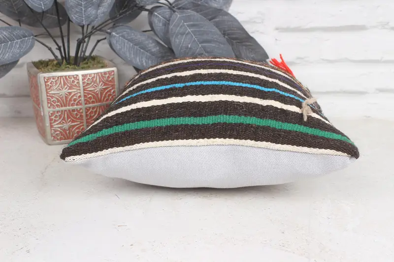 Pillow Cover, Vintage Pillow, 12x12 Brown Cushion Cover, Meditation Cushion, Antique Pillows, Handmade Kilim Cushion, Handmade Rug Seat Cushion Case - 5