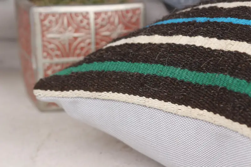 Pillow Cover, Vintage Pillow, 12x12 Brown Cushion Cover, Meditation Cushion, Antique Pillows, Handmade Kilim Cushion, Handmade Rug Seat Cushion Case - 7