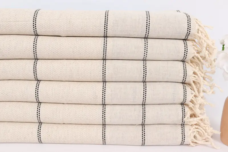 Turkish Towel Hand Towel, Wedding Favors, 40x20 Linen Striped Towel, Personalized Gift For Him, First Wedding Anniversary Gift, Monogram Hand Towel - 3