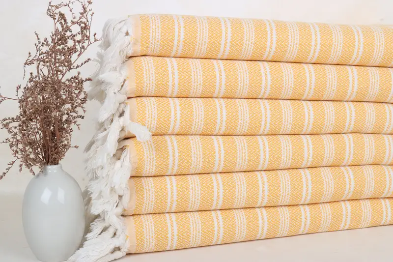 Turkish Towel Beach Mustard Cotton Dish Towel, Wedding Gift, 18x32 Inches